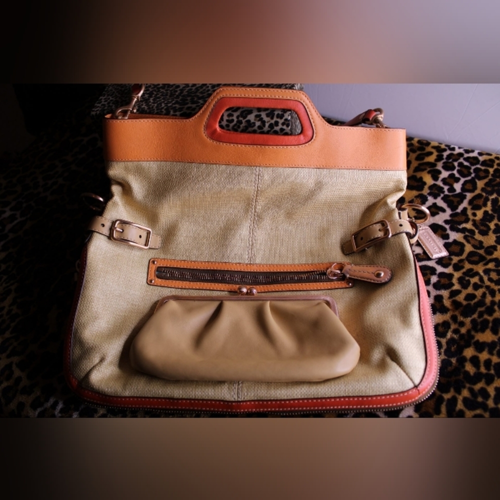 Coach 2008 Bonnie Leather Fold Over Expandable Convertible Tote